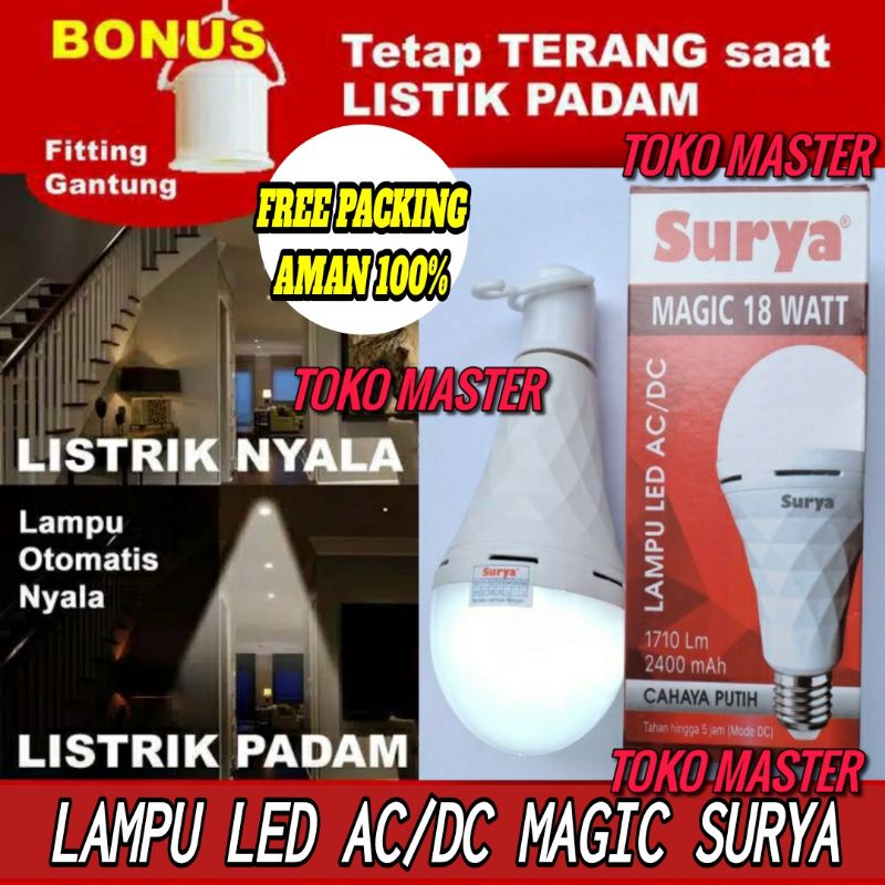 Lampu Emergency Surya Magic Lamp 9W 12W &amp; 18W Watt LED MAGIC SURYA 9 12 &amp; 18 PUTIH