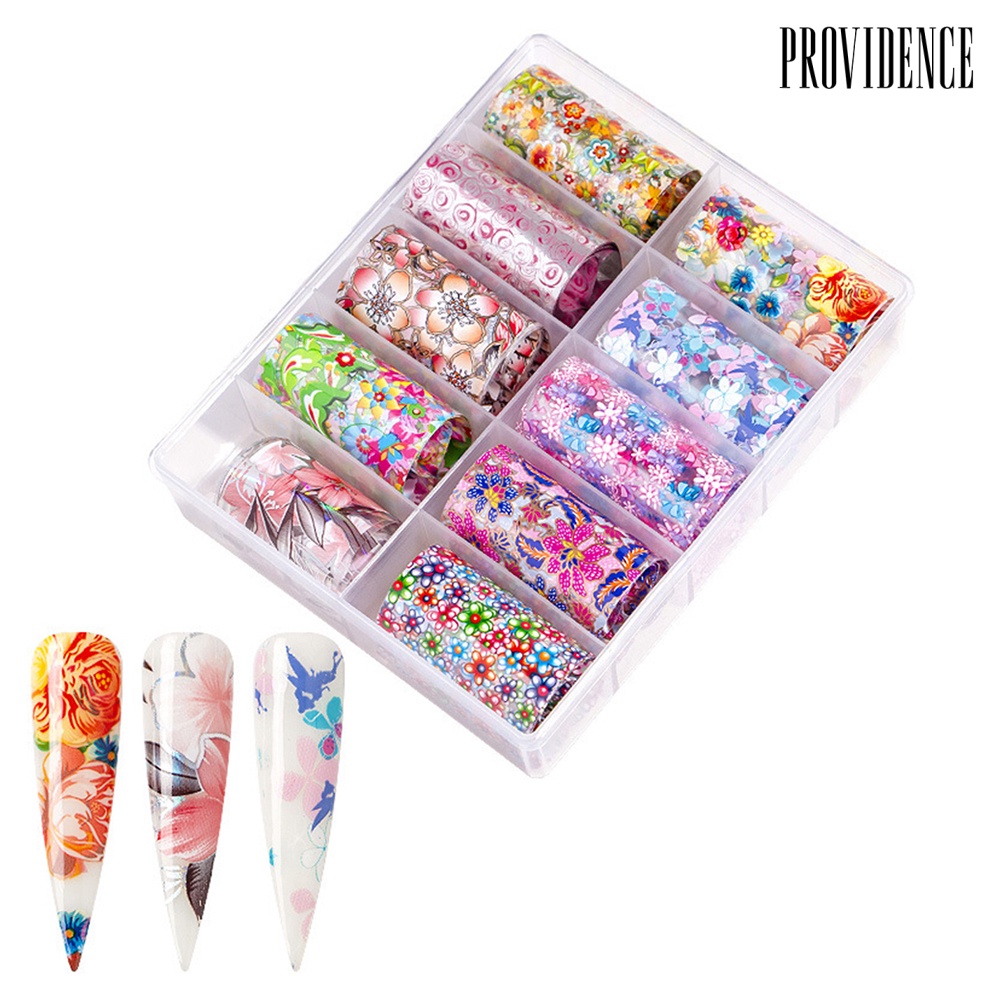 Providence 10 Rolls Starry Flower Leopard Transfer Paper Nail Art Sticker Decal Decoration