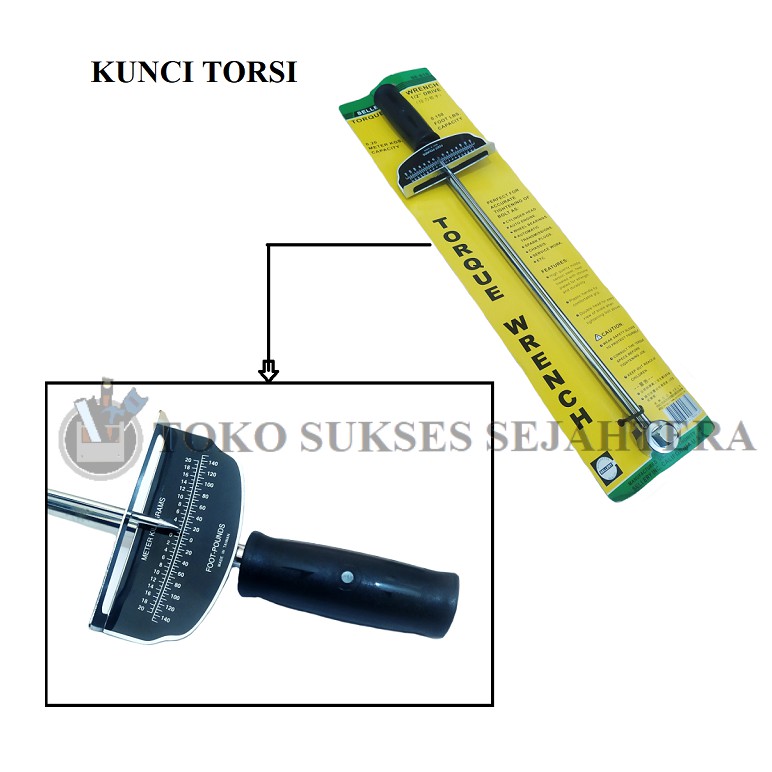 SELLERY Kunci Torsi / Kunci Momen Torque Wrench 1/2&quot; / Torsimeter 1 Per 2 Inch Torsi Meter