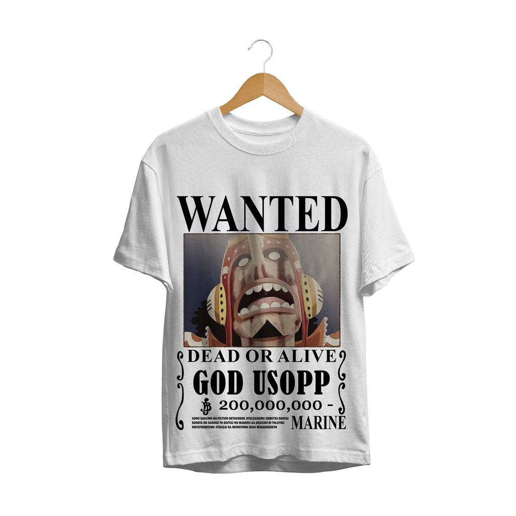 T-SHIRT BAJU ANIME ONE PIECE WANTED GOD USOP BOUNTY