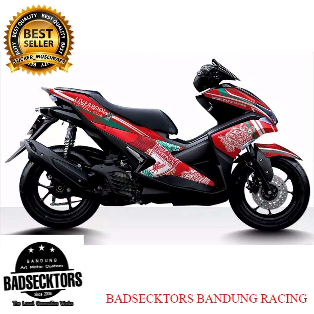 Decal Aerox motif Liverpool merah putih keren