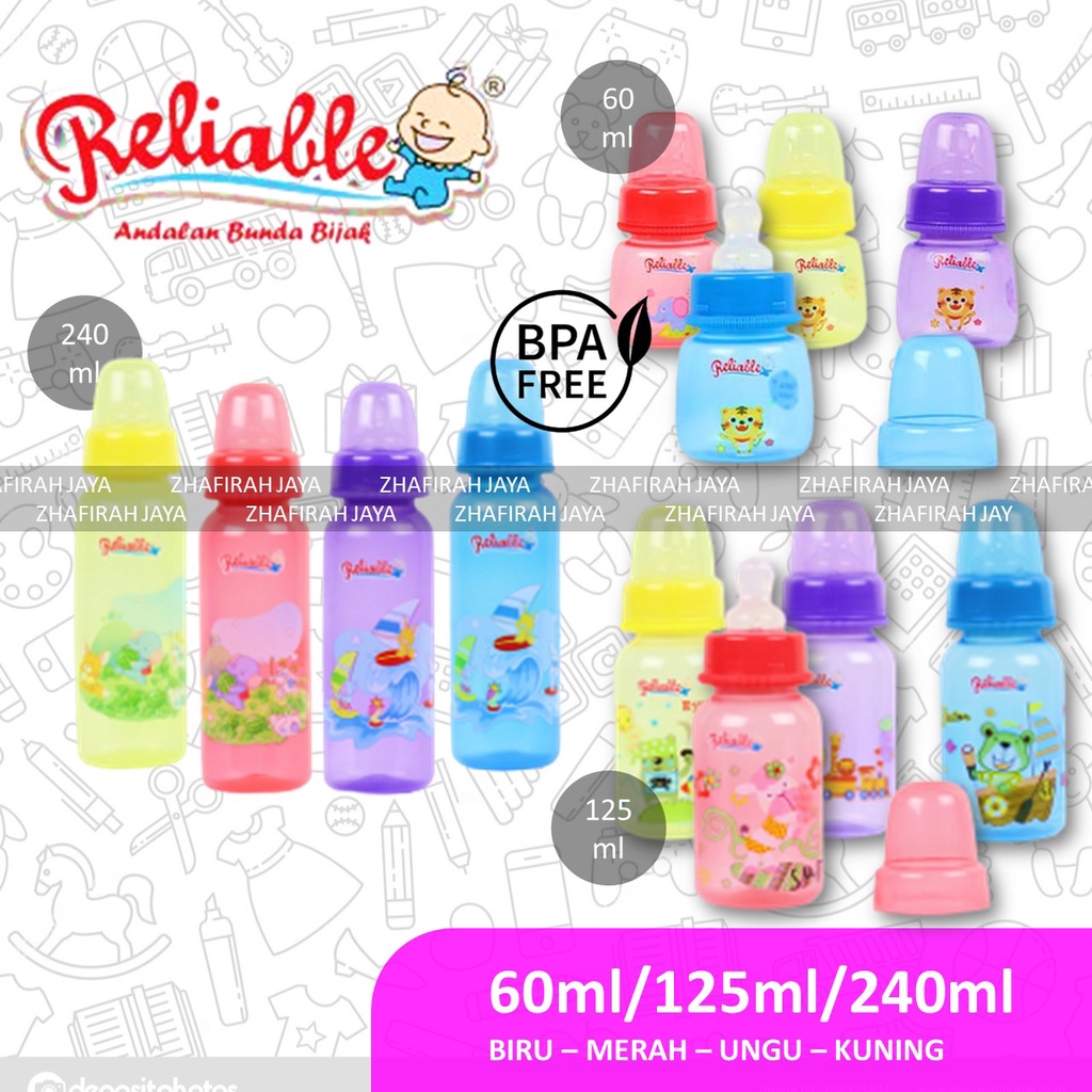 ❤ZJ❤ Botol Susu RELIABLE dot bulat dan Dot Gepeng 60 ml 125 ml 240 ml