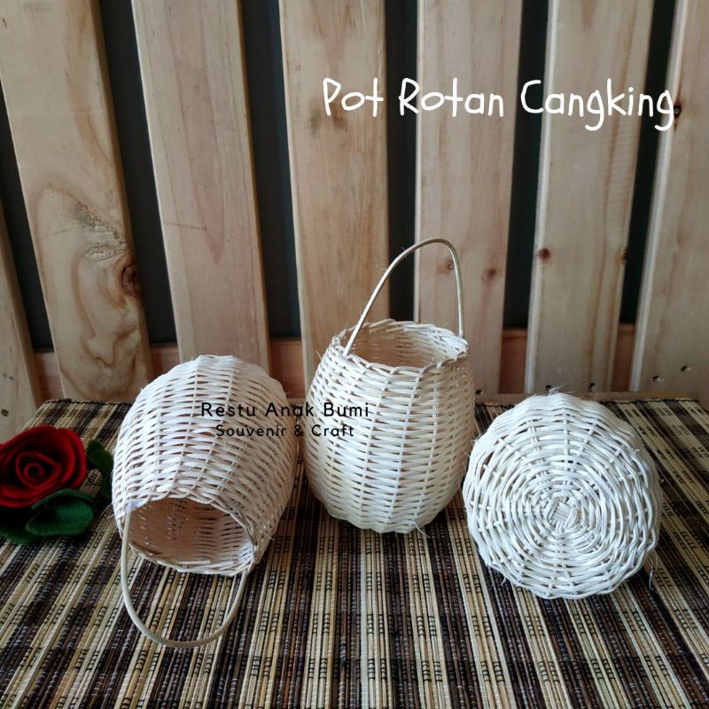 Pot Rotan - Pot Bunga - Kerajinan Rotan - Souvenir Rotan