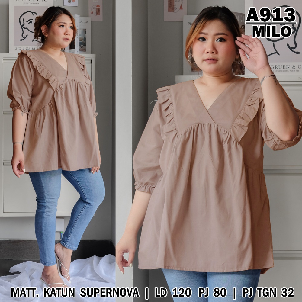 UNION11 - ATASAN JUMBO WANITA LD 120 / BLOUSE WANITA JUMBO / ATASAN JUMBO XXXL WANITA / BAJU JUMBO WANITA FATIN-MILO