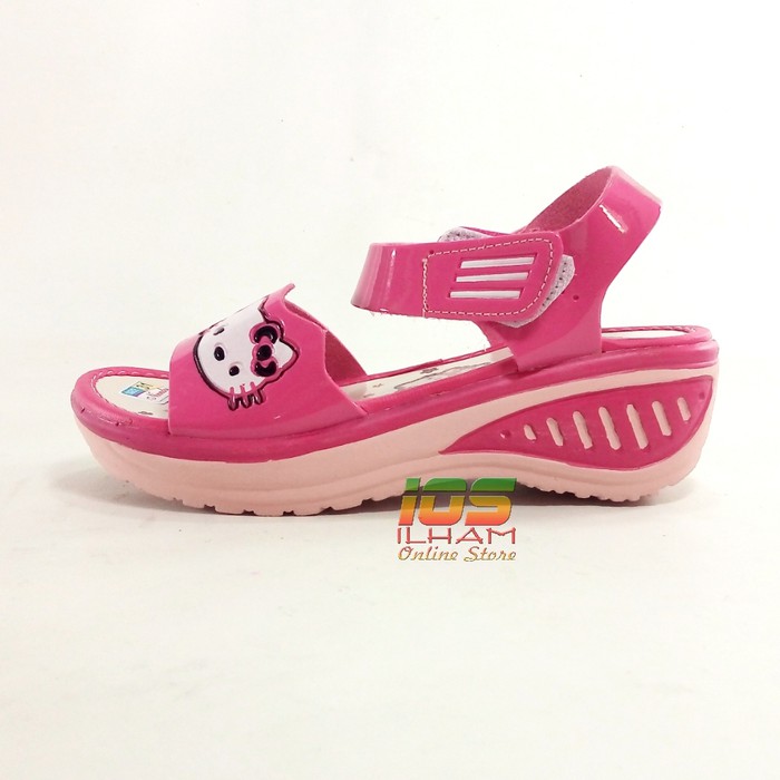 Sandal Let Anak Wedges NINNDY Hello Kitty Hak 4,5cm Size 26-35 Pink