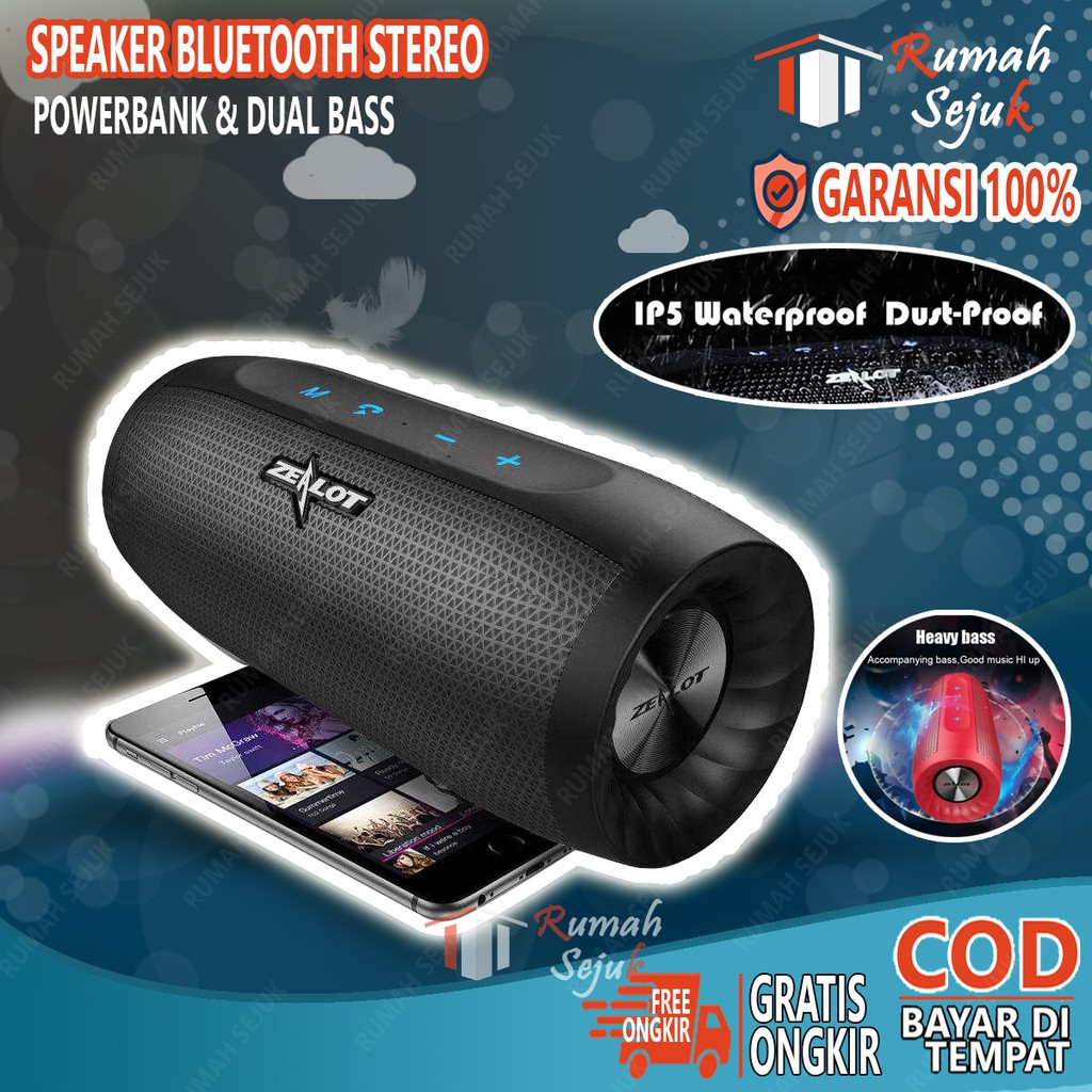 RS - Speaker Bluetooth + Powerbank Stereo Wireless Subwoofer 2 Bass Portable 4000mah RS-71614