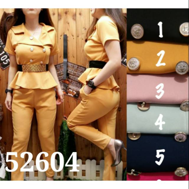 Setelan 52604 + Belt setelan blazer scuba celana panjang scuba blazer 2604