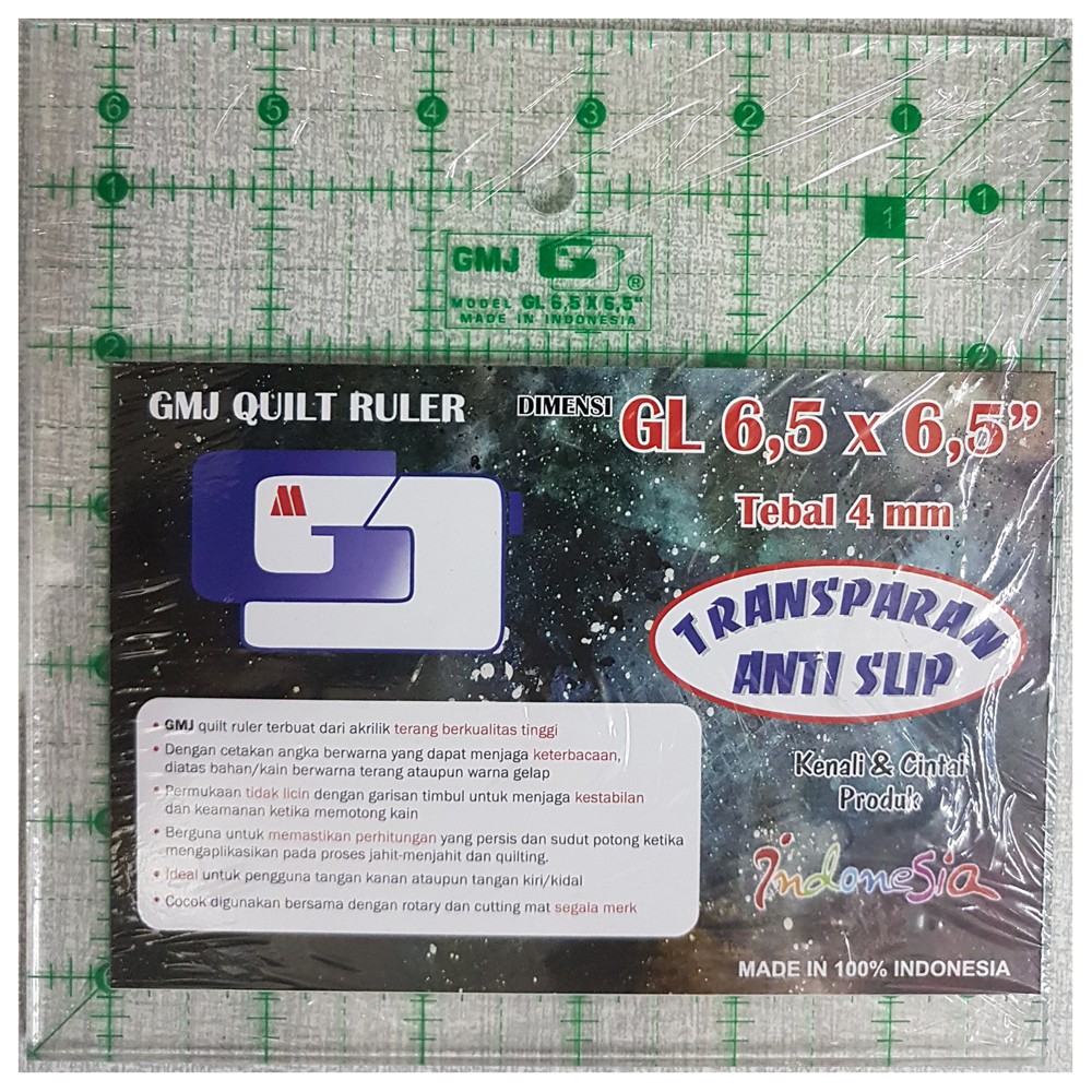 penggaris pola untuk membuat Quilting dan patchwork merk GMJ ukuran 6,5x6,5&quot;