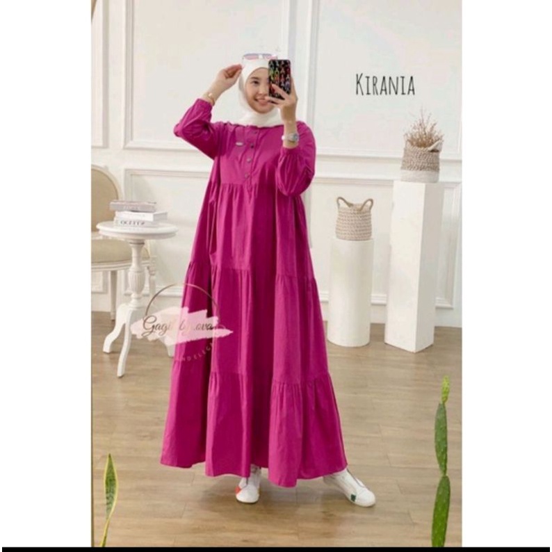 KIRANIA MIDI dres rayon super premium/DRES MUSLIM SIMPLE/WANITA MUSLIMAH S,M,L,XL,XXL