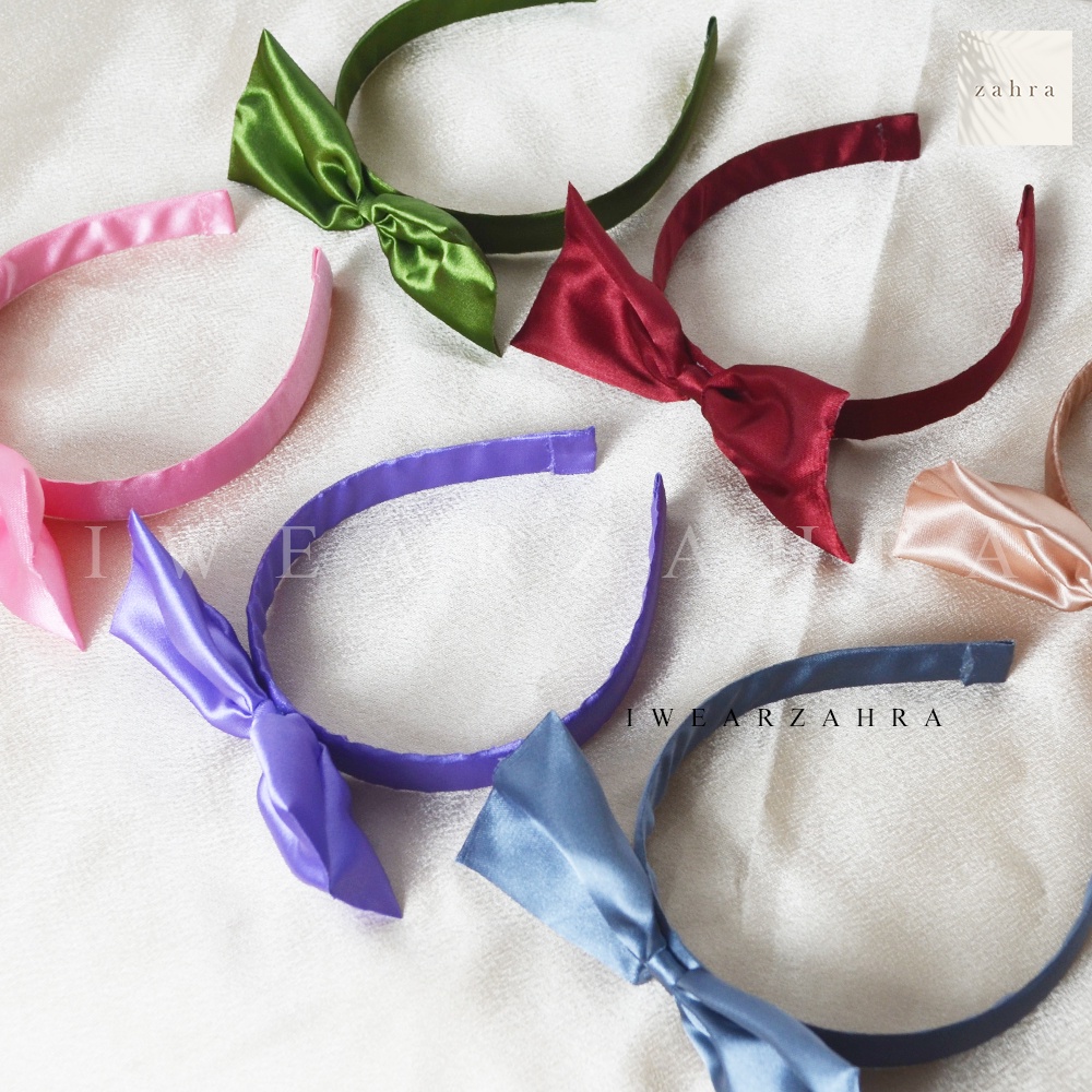 BANDO PITA SINGLE - Bandana korea aksesoris rambut puff headband ruffle pita satin aksesoris multifungsi