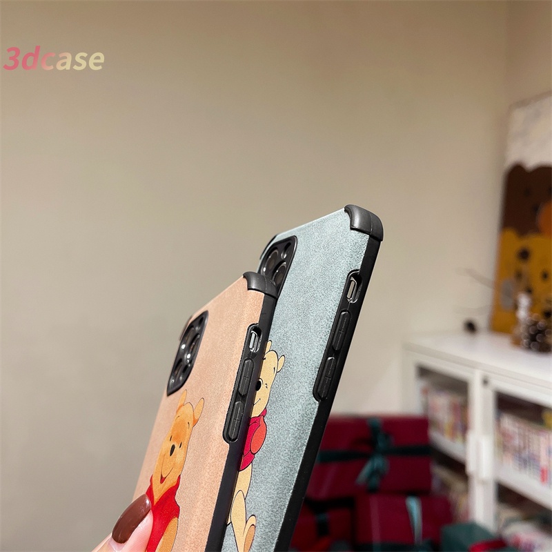 Soft Case Compatible For IPhone 11 12 PRO MAX 11 12 6 7 6S 8 Plus X XR XSMAX Se 2020 6SPlus 7Plus 6Plus 8Plus XS A9 A5 A53 2020 A7 A5S A15 A54 A3S Cartoon Cute Winnie the Pooh Lamb Skin Leather Phone Case