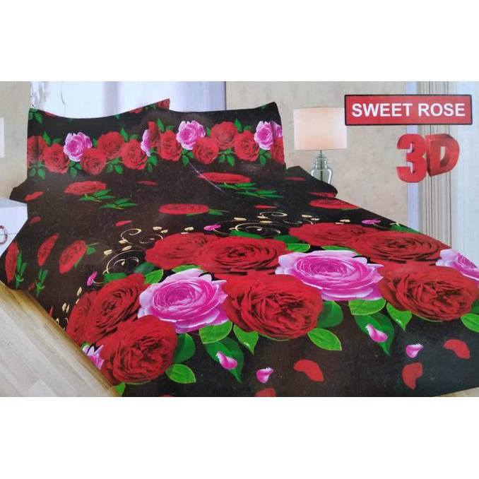 Sepre Berkuwlitas, Sprei Bonita Sweet Rose Rumbai No.1 King 180 Seprai Hitam Mawar Merah ,Indo