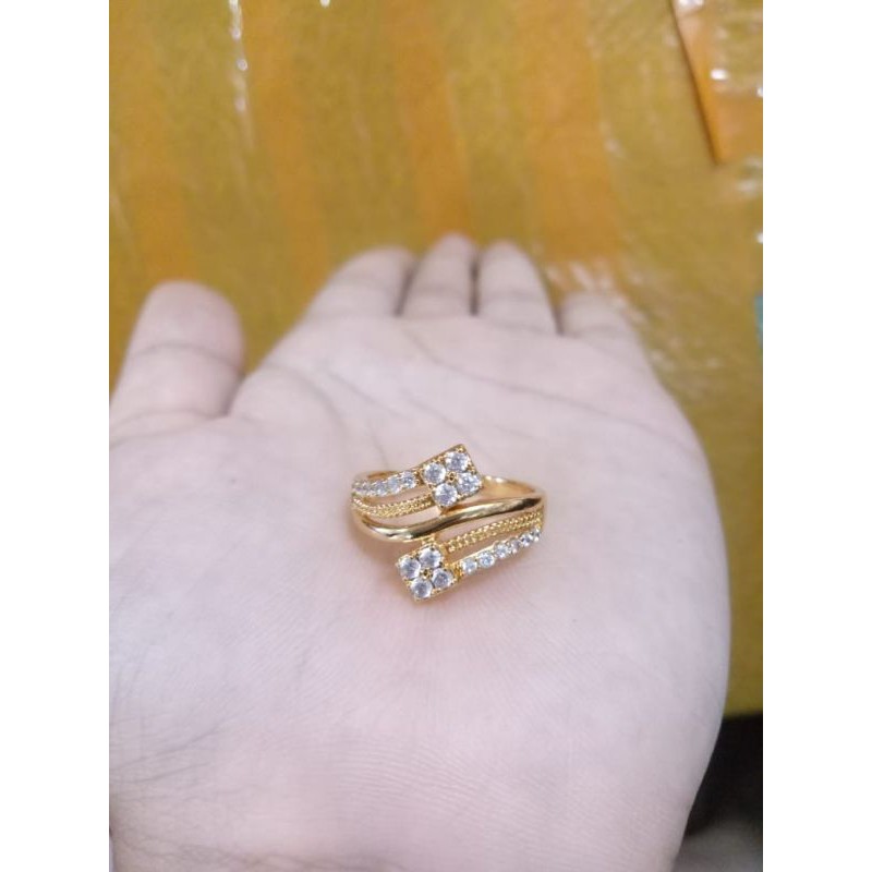 cincin xuping wanita permata kotak empat
