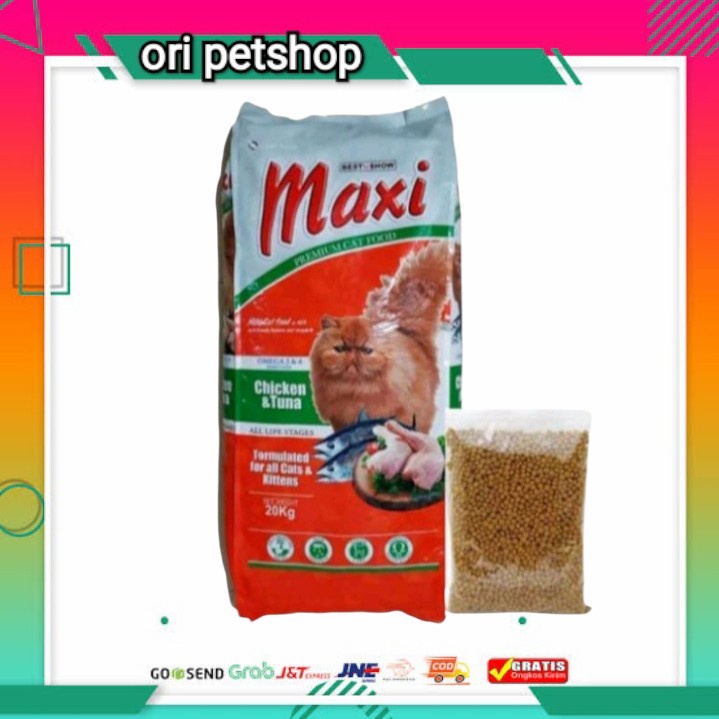 Maxi cat food 1kg repack makanan kucing segala usia