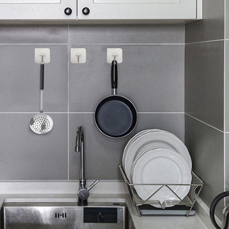 Gantungan Tempelan Dinding Besi Transparan Hook | cantolan kuat 3-5kg