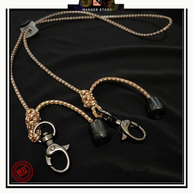 Kalung Strap Masker Tali Masker Kalung Mask Chain-Rope Brown Premium