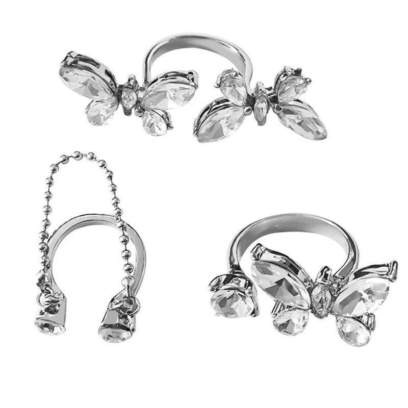 Fancyqube Cincin Sterling Silver 925 Desain Kupu-Kupu Hias Kristal Zircon Untuk Wanita