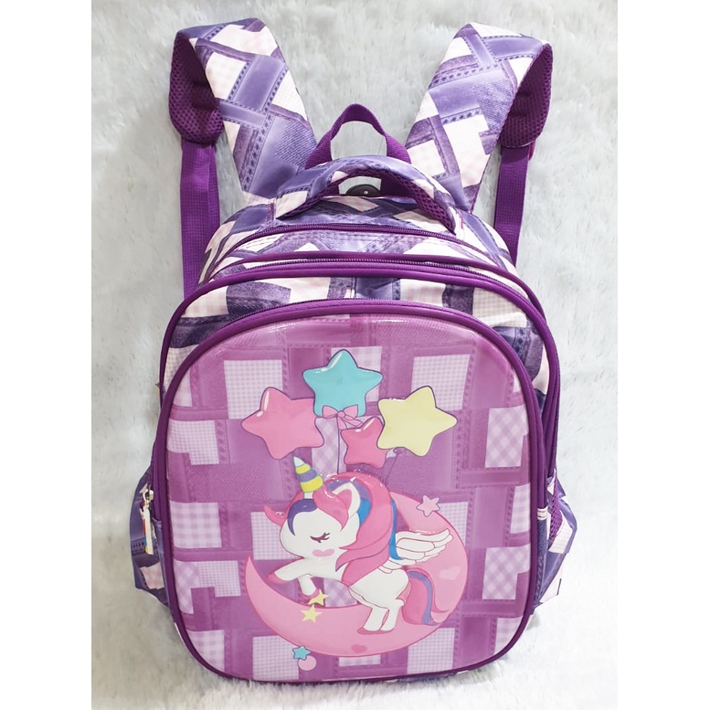 PROMO 10.10 Tas Ransel Anak Sekolah TK Anak Perempuan Cantik Karakter Kartun Kuda Pony Rambut Pirang Cetar Burung Pinguin OWL Balon Candy Pin GLOSSY TIMBUL 3Resleting IMPORT