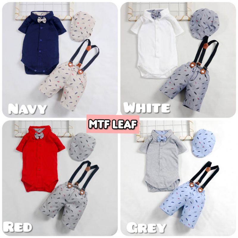 Baju setelan Jumper Suspender Anak Bayi Laki-laki plus topi / Setelan Suspender Bayi Size 3 -9 Bulan-1