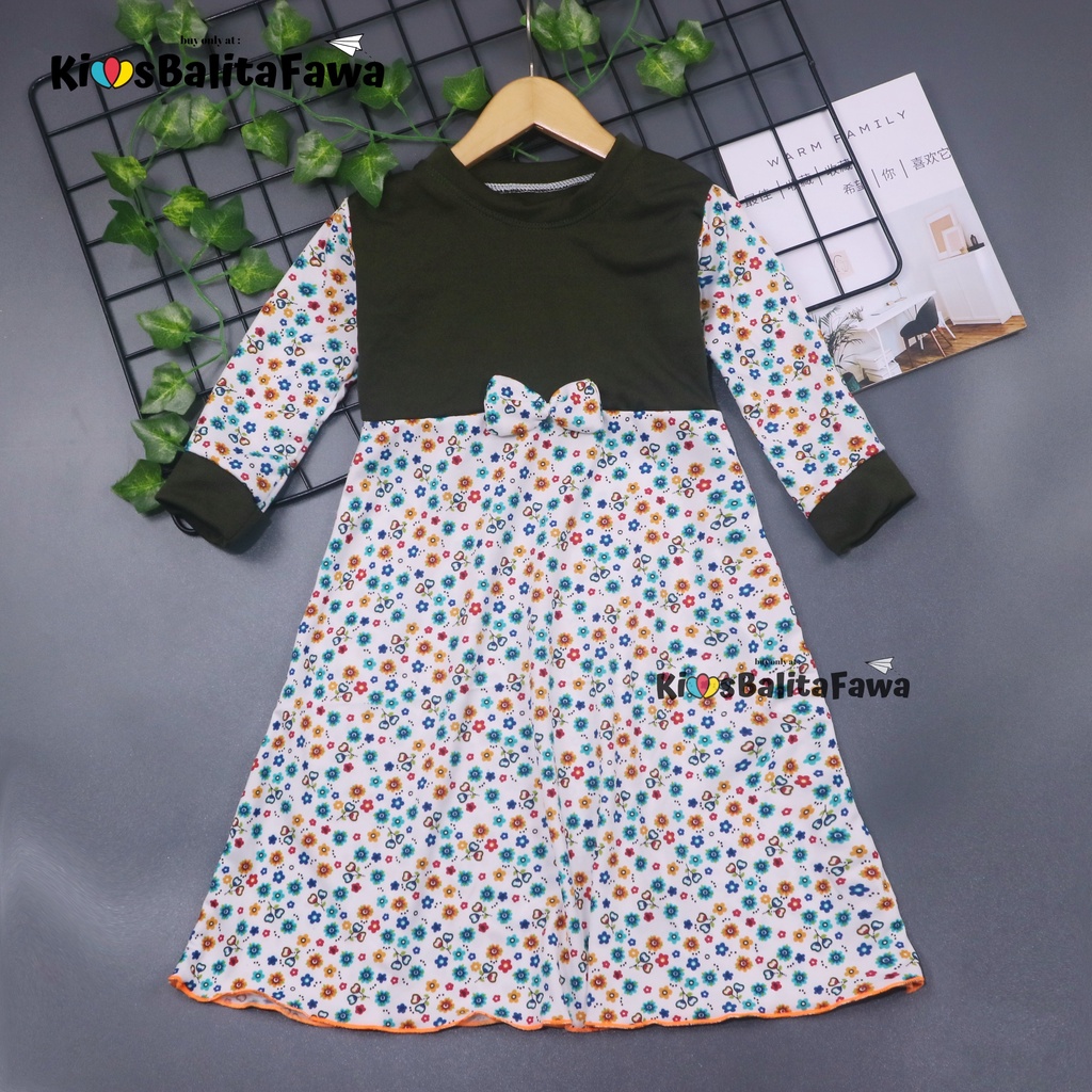 Gamis Eliza Uk 1-4 Tahun / Tunik Baju Anak Perempuan Lengan Panjang Dres Cewek Gamis Muslimah Motif