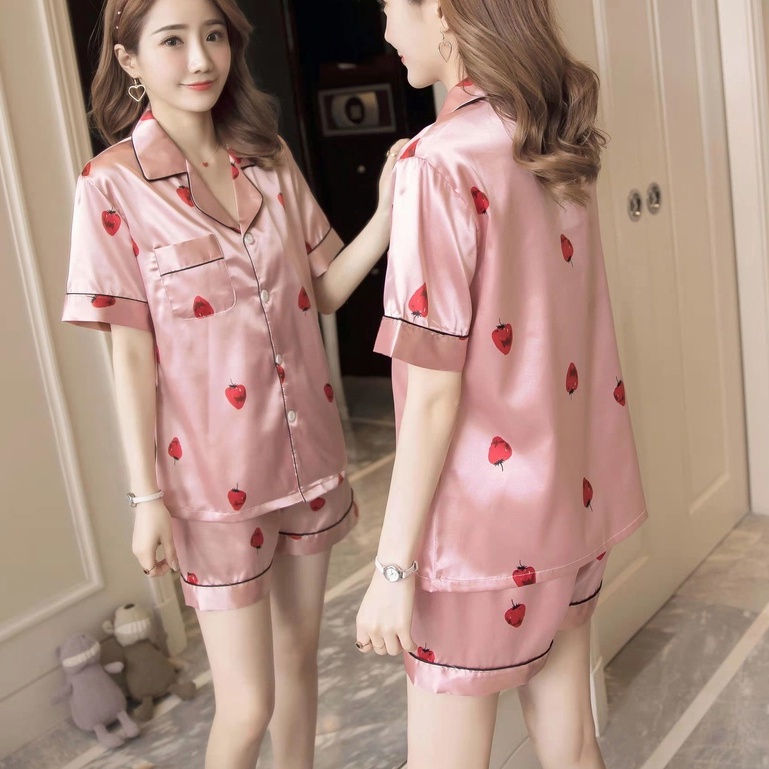 [COD] baju tidur wanita satin premium pendek