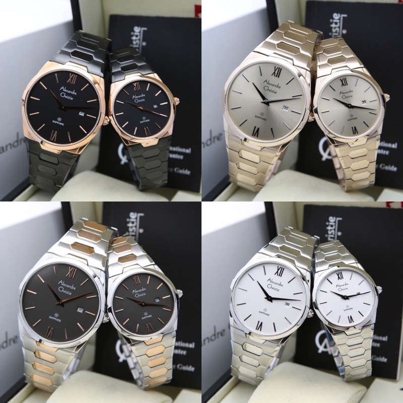 JAM TANGAN COUPLE ALEXANDRE CHRISTIE AC8542 SAPPHIRE ORIGINAL BERGARANSI RESMI