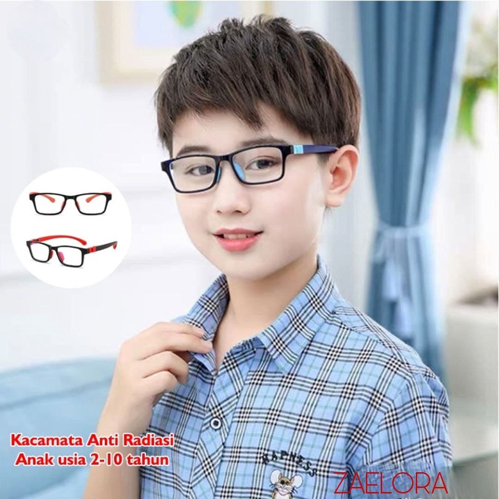 ZAELORA - Kacamata Anak Anti Radiasi Blue Ray Laki-laki & Perempuan (Design Korea)-1