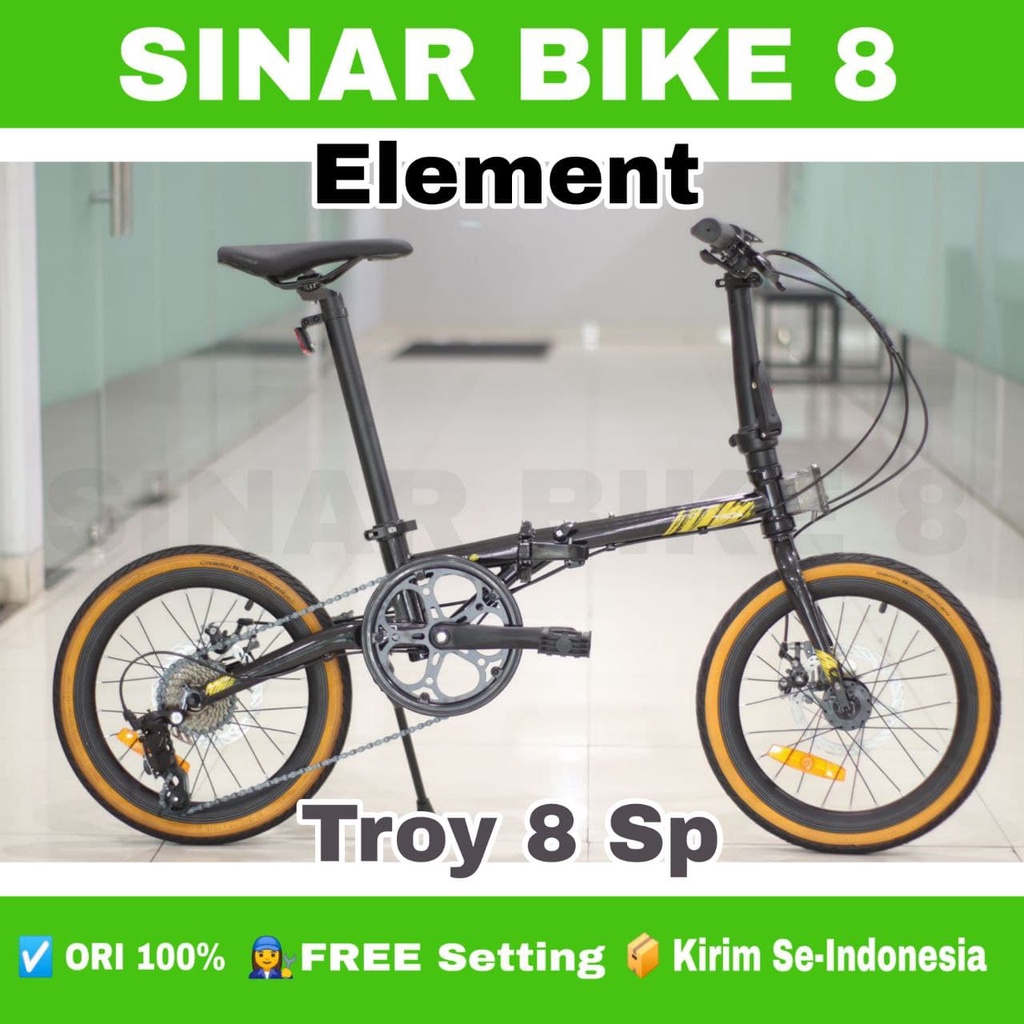 Sepeda Lipat Ukuran 16 Inch ELEMENT TROY 8 8 Speed New