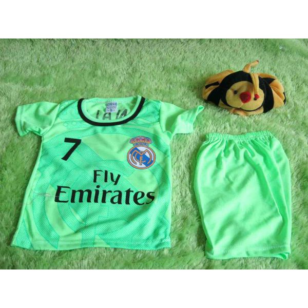 setelan baju bola bayi real madrid Hijau neon