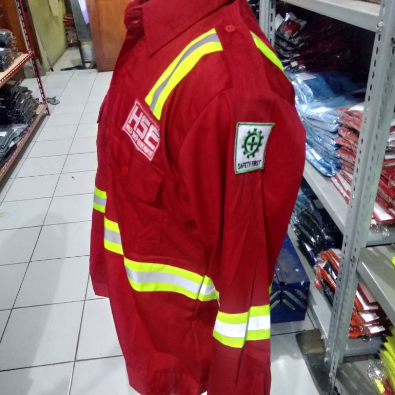 SERAGAM SAFETY MERAH HSE ATASAN PREMIUM