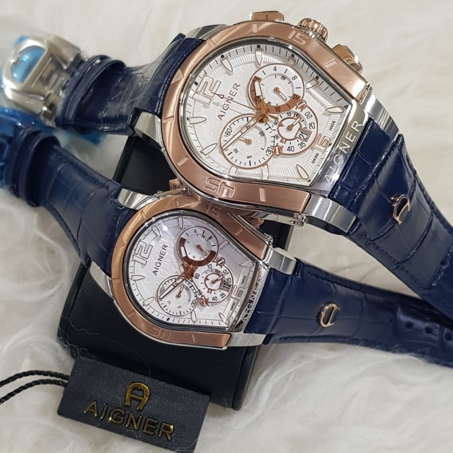 Jam tangan Aigner type palermo couple strap Leather/kulit Grade orignal