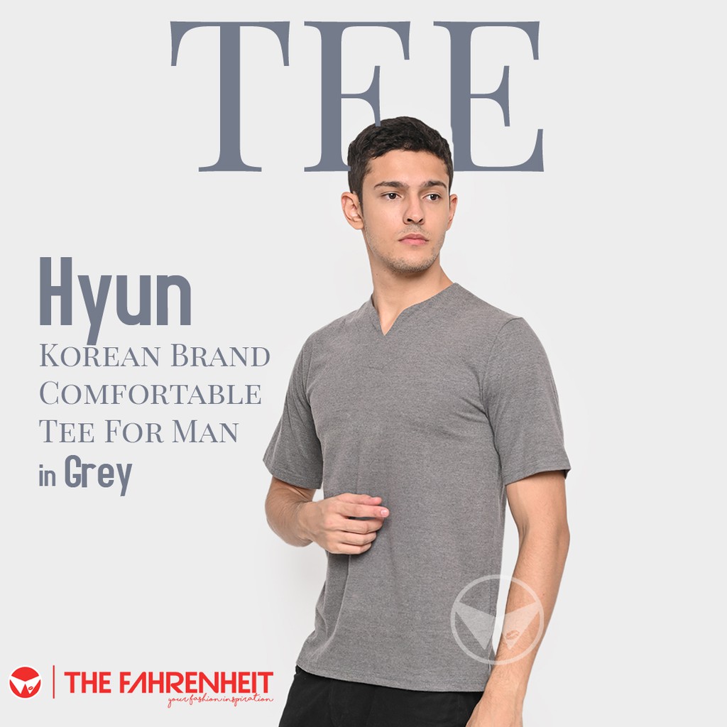 The-Fahrenheit Hyun SPAO Korean Brand Comfortable Tee For Man - Grey