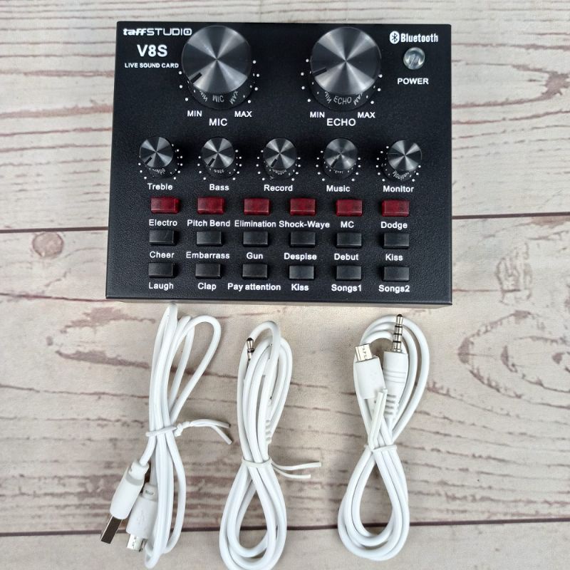 TaffSTUDIO Bluetooth Audio USB External Soundcard Live Broadcast Mic - V8S