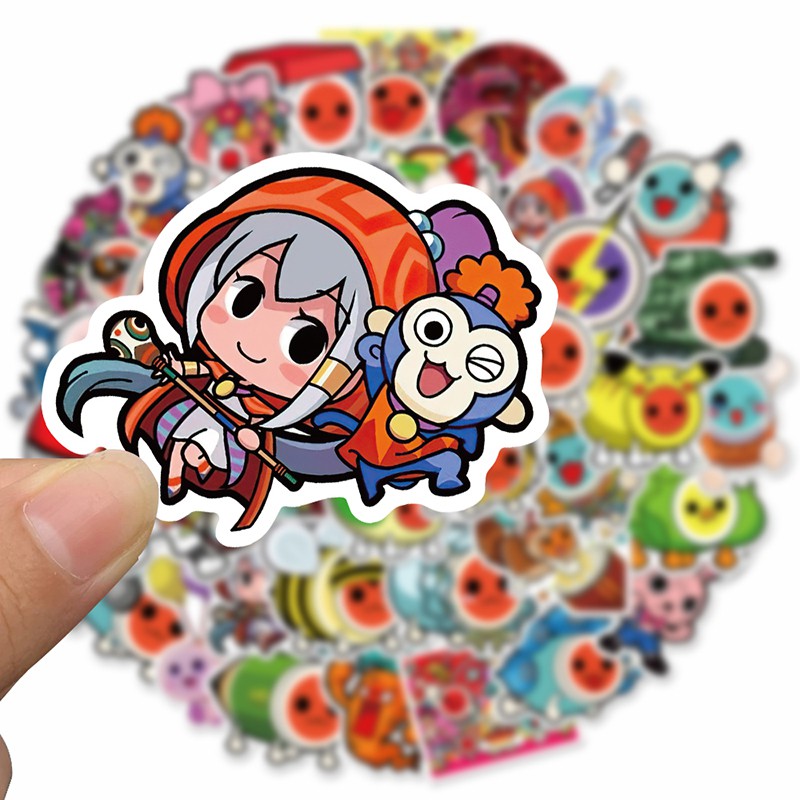 50 Pcs Stiker Desain Kartun Game Taikonotatsujinportabl Tahan Air Untuk Dekorasi Laptop Skateboard Gitar