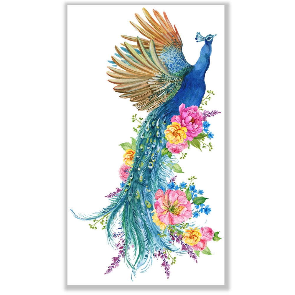 ღ 3D Terbang Warna-warni Bunga Peacock Wall Stiker Yang Dapat Dilepas Stiker Ruang Tamu Kamar Tidur Dekorasi Latar Belakang Mural Seni DecalsArt Yang Dapat Dilepas Stiker poster