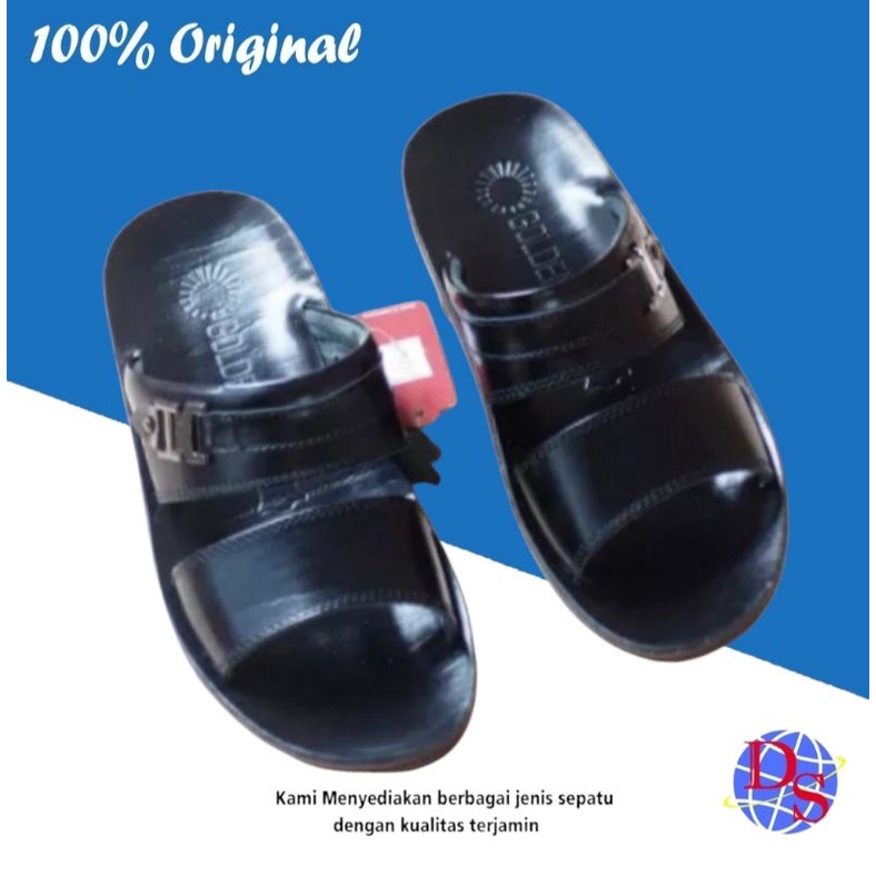 Sandal Pria Kulit Golden Way GK 07 Hitam Sandal Kulit
