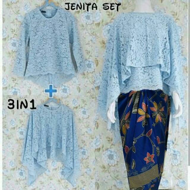 Setelan atasan brukat + rok realpict