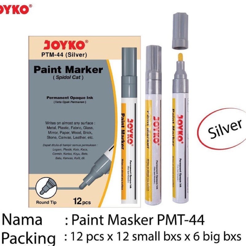 

Spidol paint marker permanent silver abu JOYKO PTM-44 original