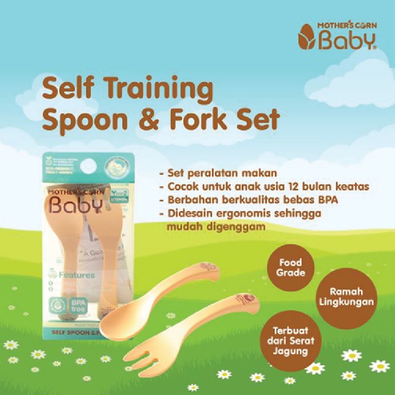 Mother's Corn Self Training Spoon &amp; Fork Set (Step2)/Sendok Garpu Bayi