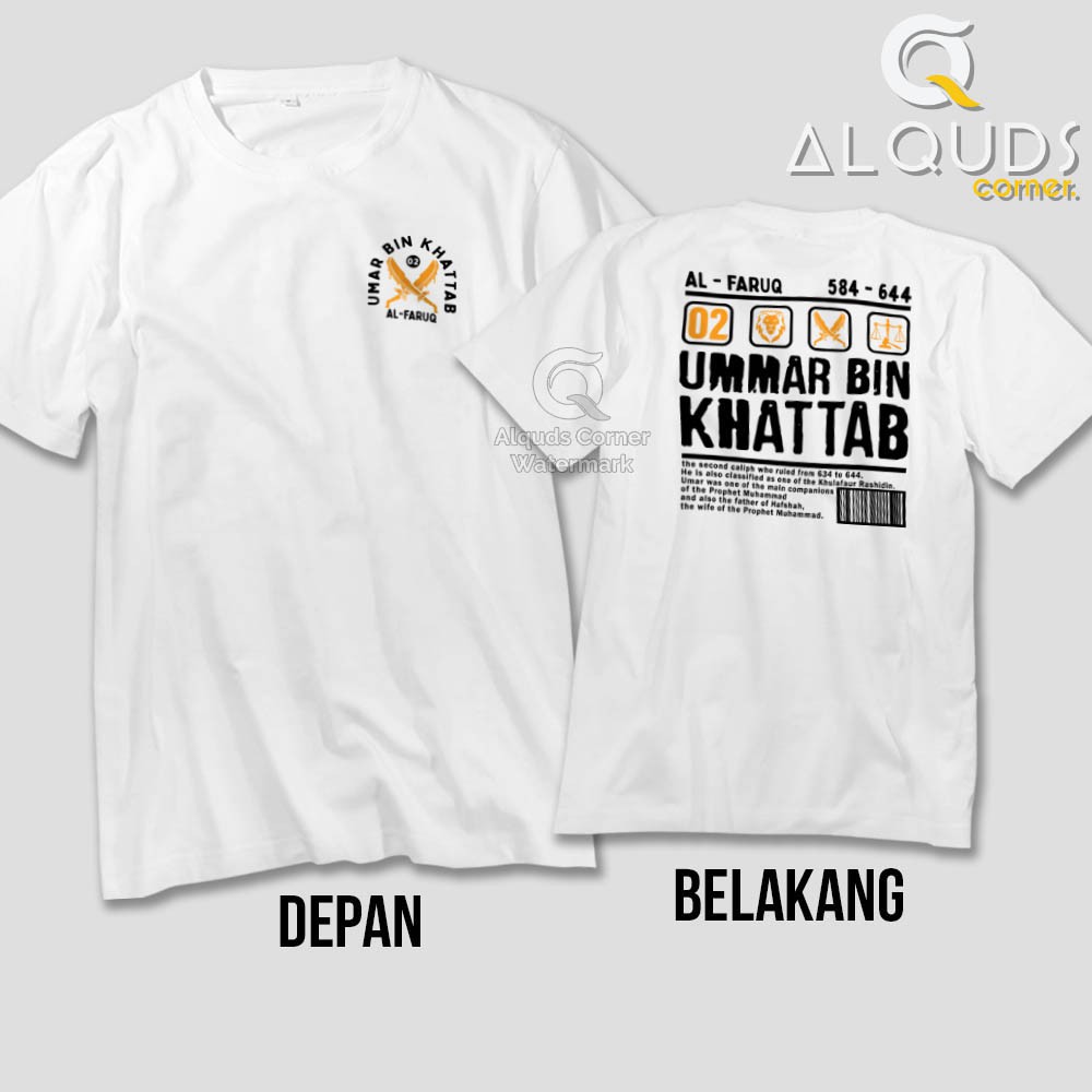 Kaos Dakwah Islami Khalifah UMAR BIN KHATTAB Second Caliph / Baju Distro Santri Tokoh Muslim / 8120-1