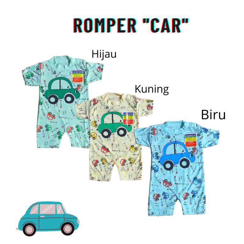 Romper Bayi Pip Mim Motif Car SNI