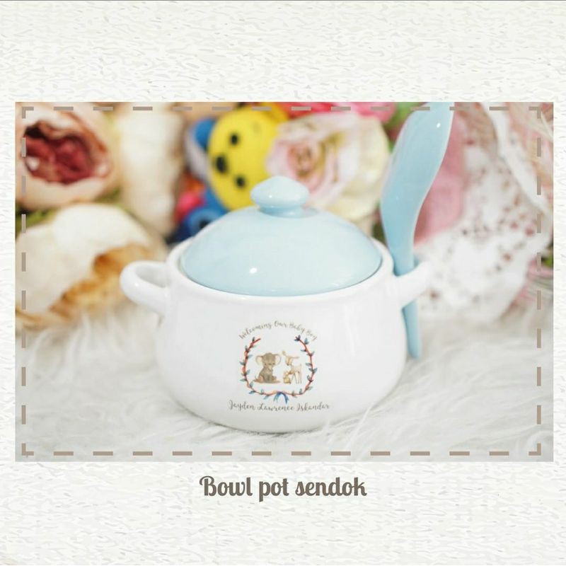 Bowl Pot Sendok/souvenir anak/lunch box/souvenir keramik/mug custom/souvenir surabaya/baby hampers