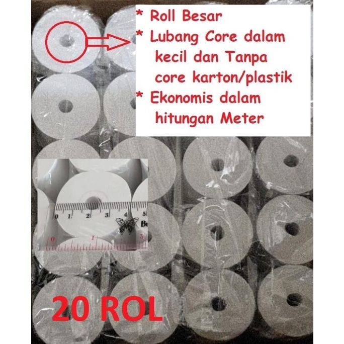 

Kertas Thermal 57 x 40 core 8MM Printer portable kasir bluetooth