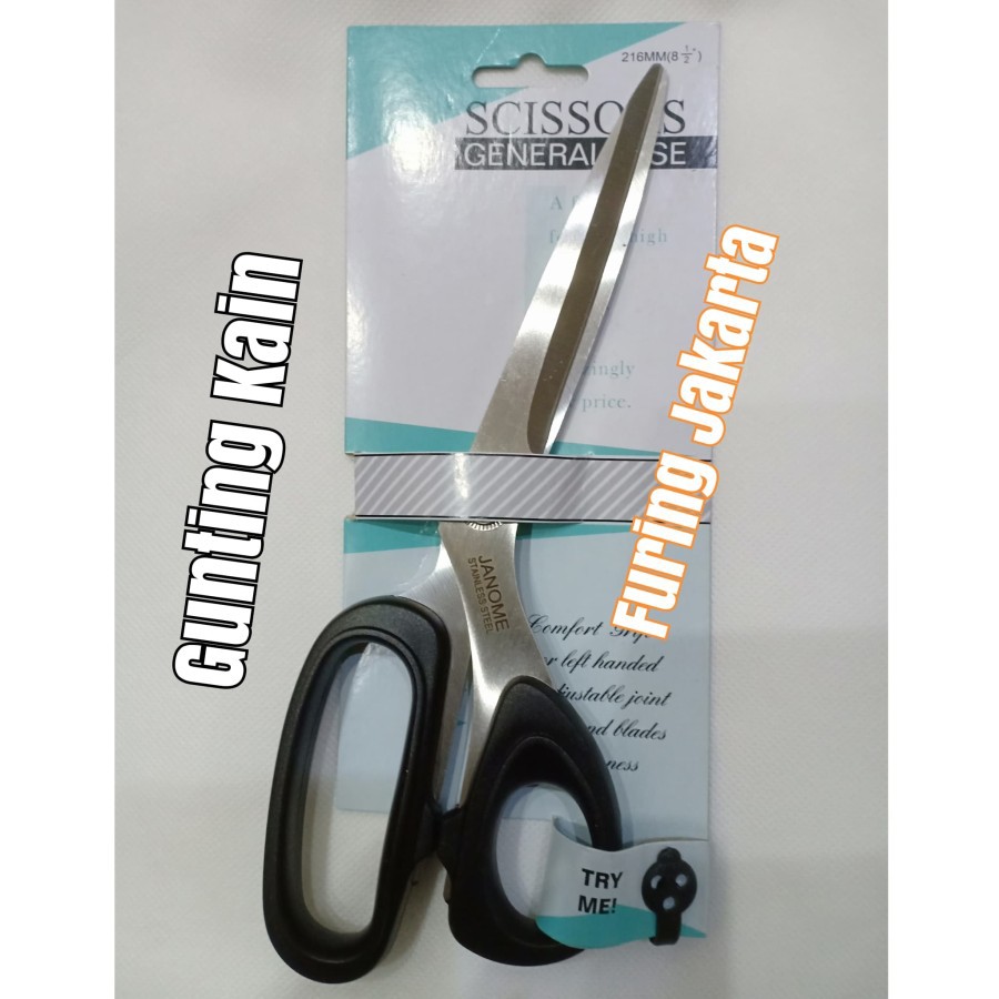 

Gunting Kain JANOME Stainless steel gagang Hitam