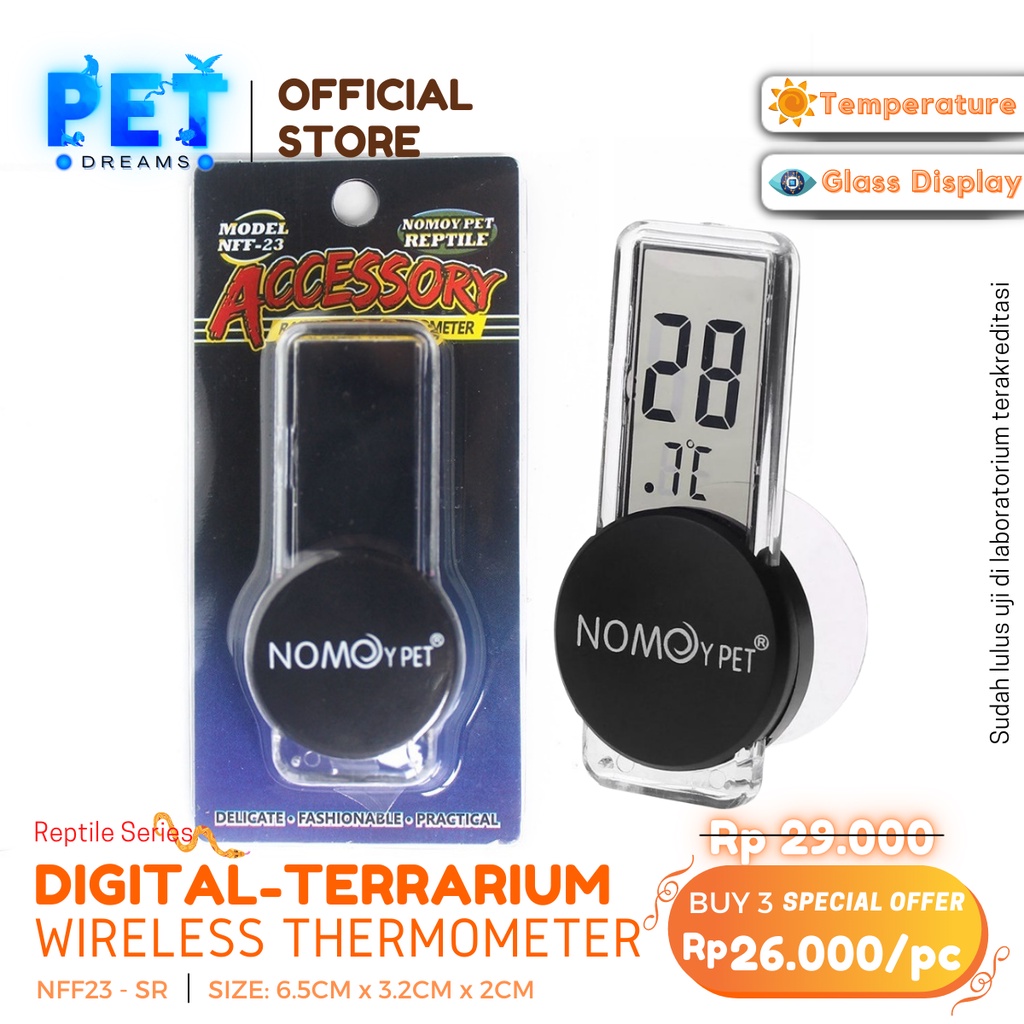 PROMO DIGITAL THERMOMETER PENGUKUR SUHU KANDANG REPTIL SULCATA KURA TORTO NOMOY - NFF23