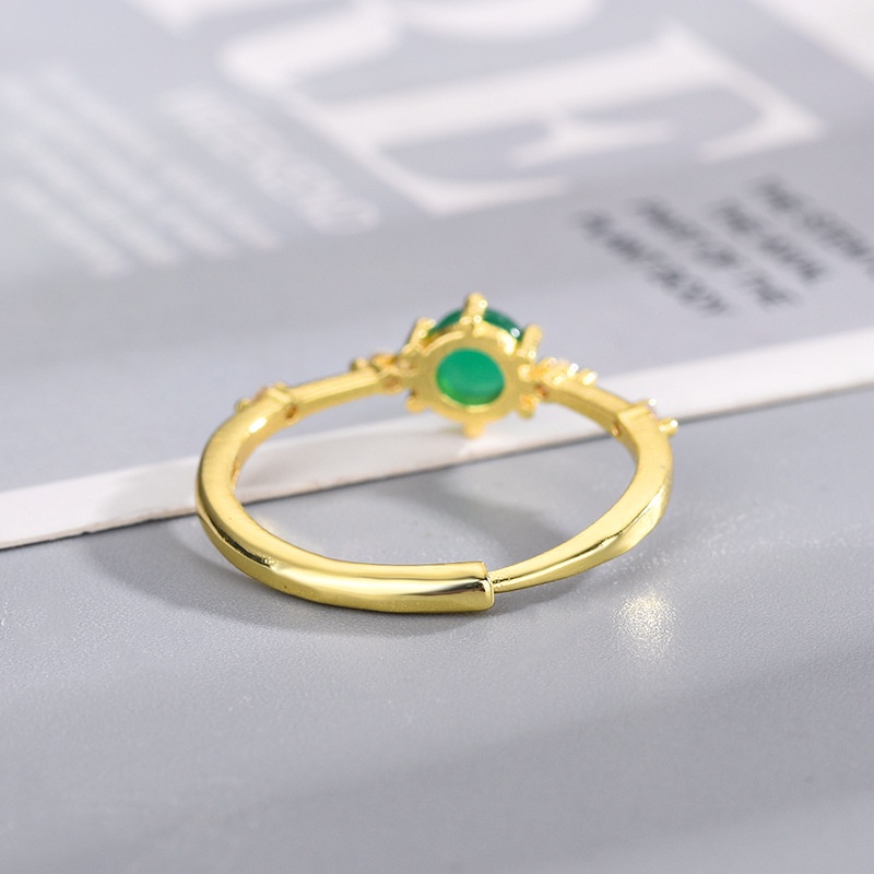 Cincin Manik-Manik Batu Giok Hetian Alami Adjustable Untuk Wanita ACKER