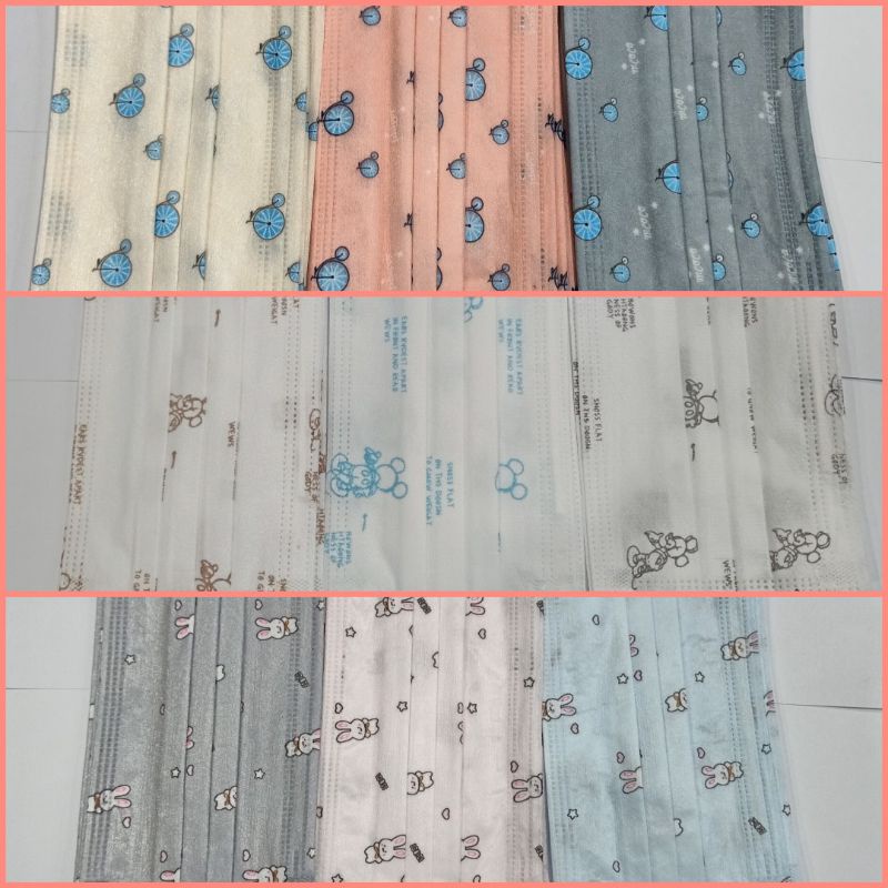 Masker Dewasa Import isi 10 motif dan warna sudah mix High' Quality