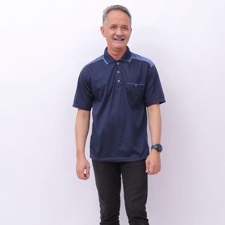 KAOS KERAH PRIA KOMBINASI LENGAN PENDEK