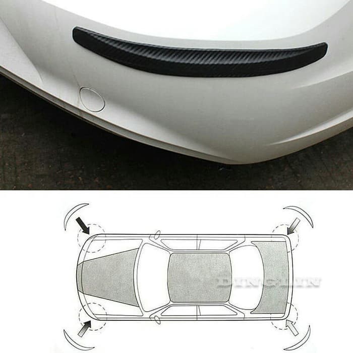 2Pcs Karet Pelindung Bumper Mobil Bantalan Sudut Pojok Bemper Mobil Guard Protektor Bahan Carbon