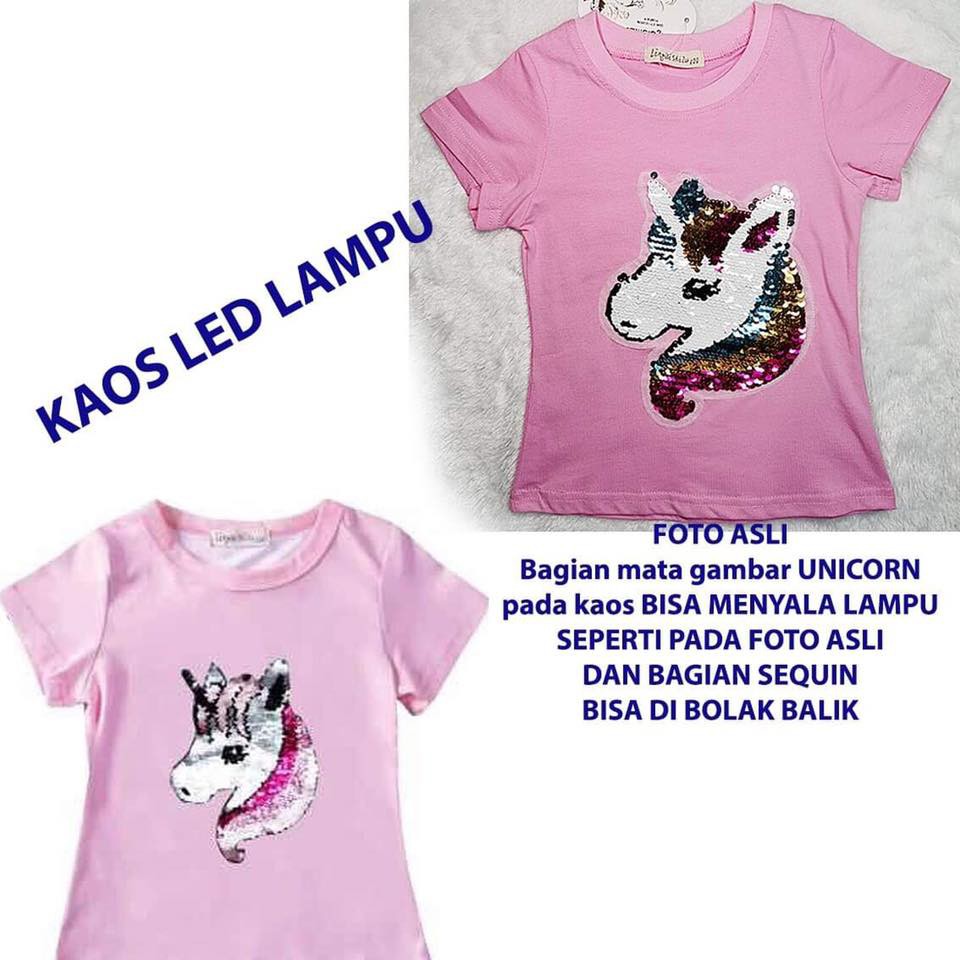 Kaos Lampu Anak Cewek Unicorn